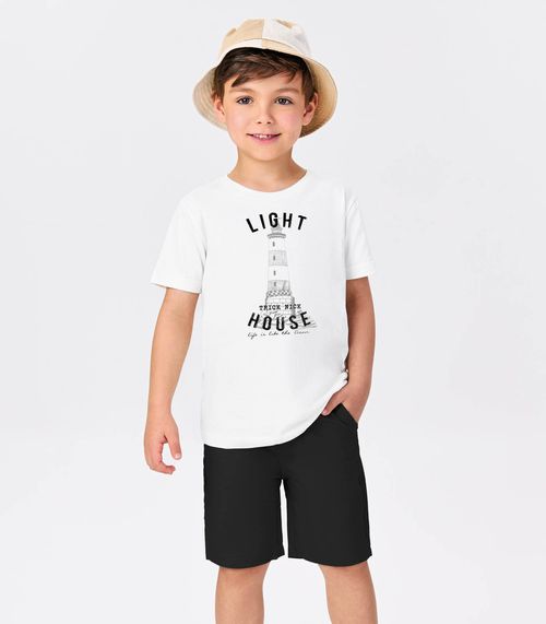 Conjunto Menina Camiseta Com Bermuda Trick Nick Branco