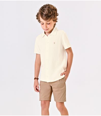 Conjunto Menino Camisa Com Bermuda Trick Nick Bege