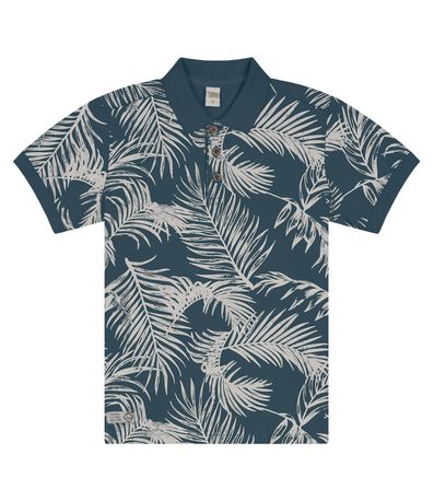 Camisa Polo Infantil Em Cotton Trick Nick Azul