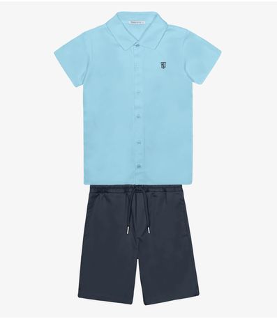 Conjunto Menino Camisa Com Bermuda Trick Nick Azul