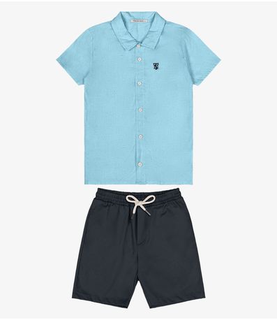 Conjunto Menino Camisa Com Bermuda Trick Nick Azul