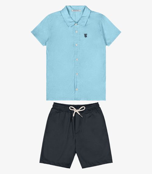 Conjunto Menino Camisa Com Bermuda Trick Nick Azul
