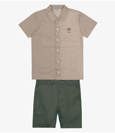 Conjunto Infantil Camisa Com Bermuda Trick Nick Marrom