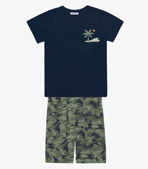 Conjunto Infantil Camiseta Com Bermuda Trick Nick Azul