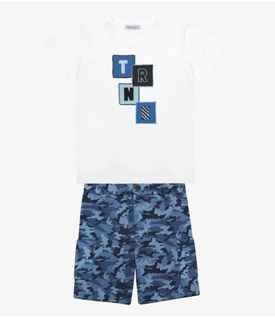 Conjunto Menino Camiseta Com Bermuda Trick Nick Branco