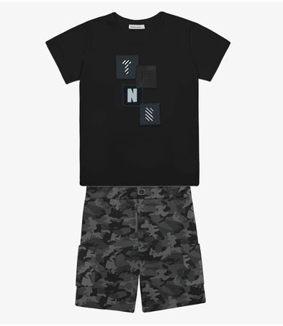 Conjunto Menino Camiseta Com Bermuda Trick Nick Preto