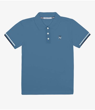 Polo Infantil Manga Curta Piquet Trick Nick Azul