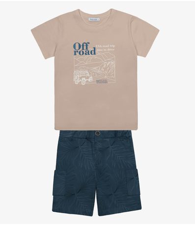 Conjunto Infantil Camiseta Com Bermuda Trick Nick Marrom