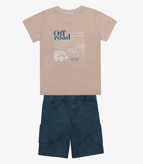 Conjunto Infantil Camiseta Com Bermuda Trick Nick Marrom