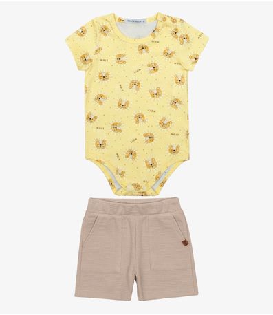 Conjunto Infantil Body Com Bermuda Trick Nick Amarelo
