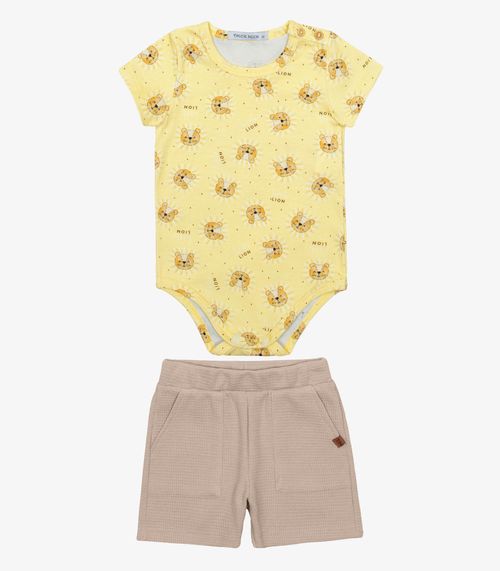 Conjunto Infantil Body Com Bermuda Trick Nick Amarelo