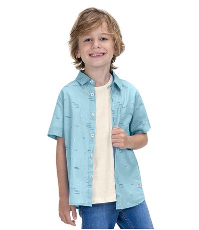 Camisa Infantil Masculina Estampada Trick Nick Azul