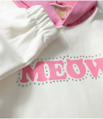 Vestido Infantil Manga Longa Com Capuz Laluna Branco