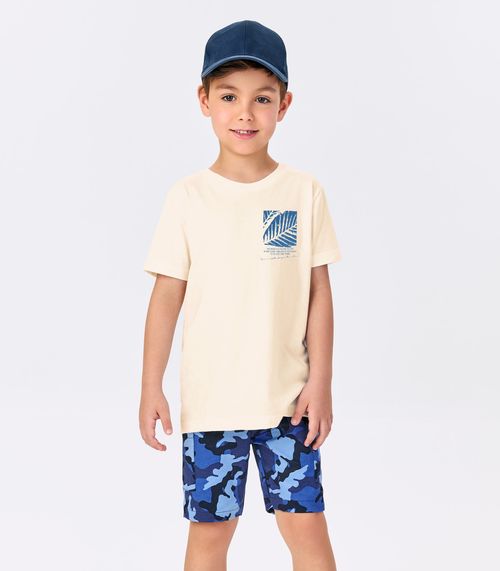 Conjunto Infantil Camiseta Com Bermuda Trick Nick Bege