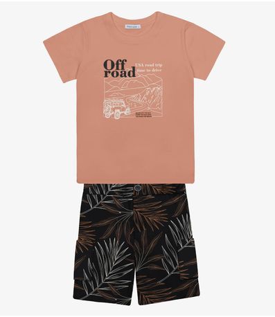 Conjunto Infantil Camiseta Com Bermuda Trick Nick Marrom
