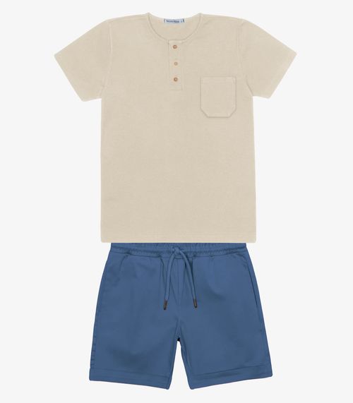 Conjunto Infantil Camiseta Com Bermuda Trick Nick Bege