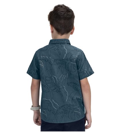 Camisa Infantil Estampada Em Popeline Trick Nick Azul