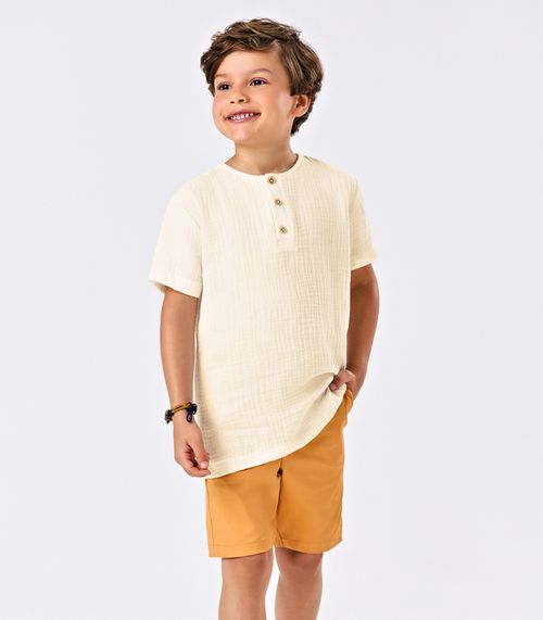 Conjunto Infantil Camisa Com Bermuda Trick Nick Bege