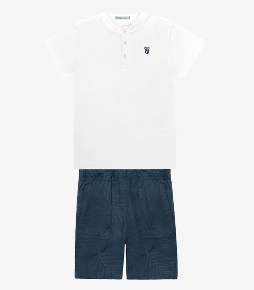 Conjunto Infantil Camiseta Com Bermuda Trick Nick Branco
