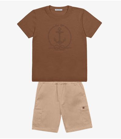Conjunto Infantil Camiseta Com Bermuda Trick Nick Marrom