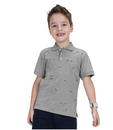 Camisa Polo Infantil Masculina Cotton Trick Nick Cinza