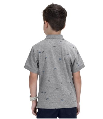 Camisa Polo Infantil Masculina Cotton Trick Nick Cinza