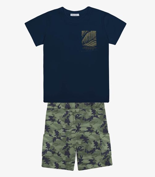 Conjunto Infantil Camiseta Com Bermuda Trick Nick Azul