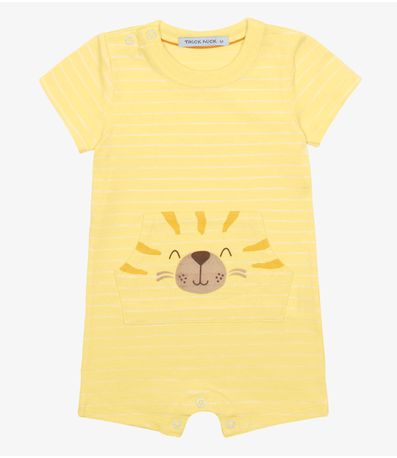 Macaquinho Infantil Cotton Listrado Trick Nick Amarelo