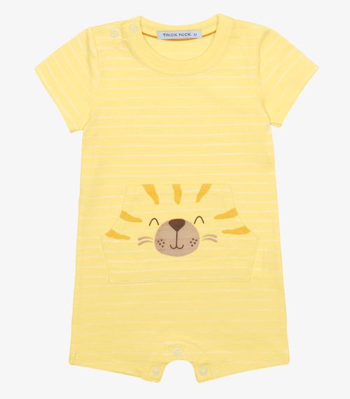 Macaquinho Infantil Cotton Listrado Trick Nick Amarelo