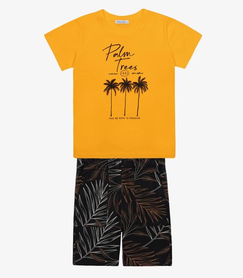 Conjunto Infantil Camiseta Com Bermuda Trick Nick Amarelo