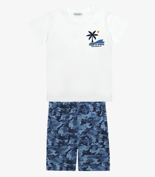 Conjunto Infantil Camiseta Com Bermuda Trick Nick Branco