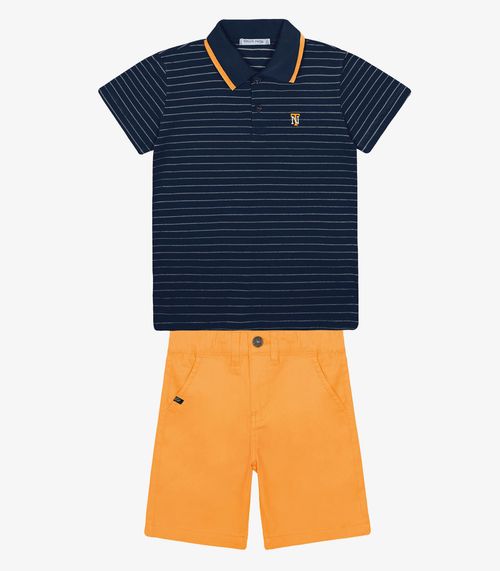 Conjunto Polo Com Bermuda Masculino Trick Nick Azul