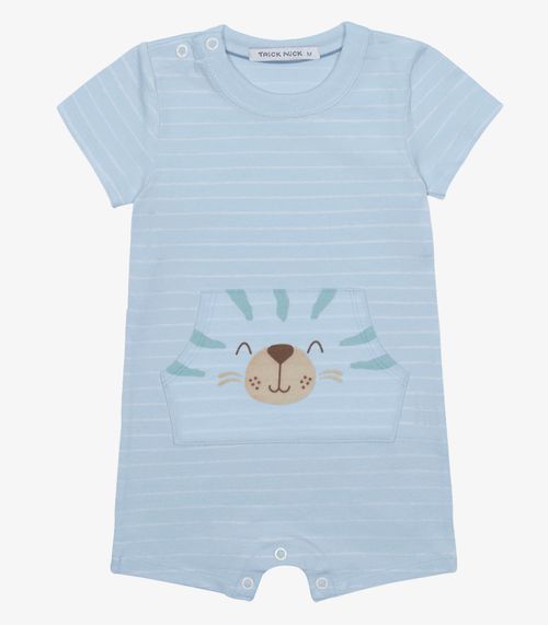 Macaquinho Infantil Cotton Listrado Trick Nick Azul