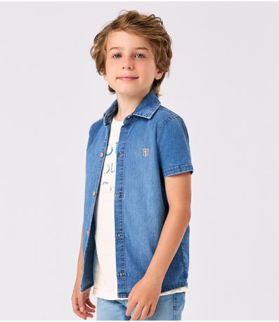 Camisa Jeans Infantil Trick Nick Azul