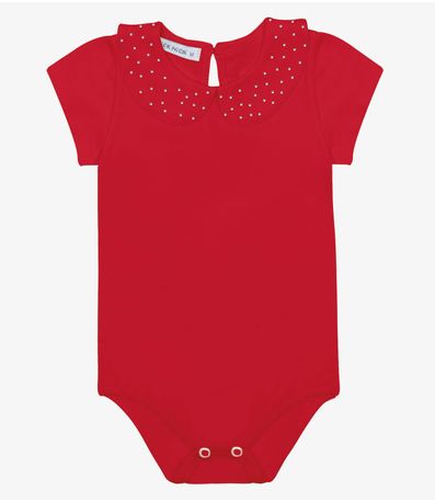 Body Infantil Menina Gola Com Strass Trick Nick Vermelho