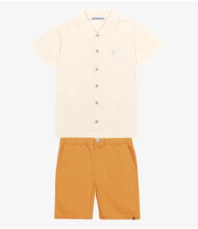 Conjunto Infantil Camisa Com Bermuda Trick Nick Bege