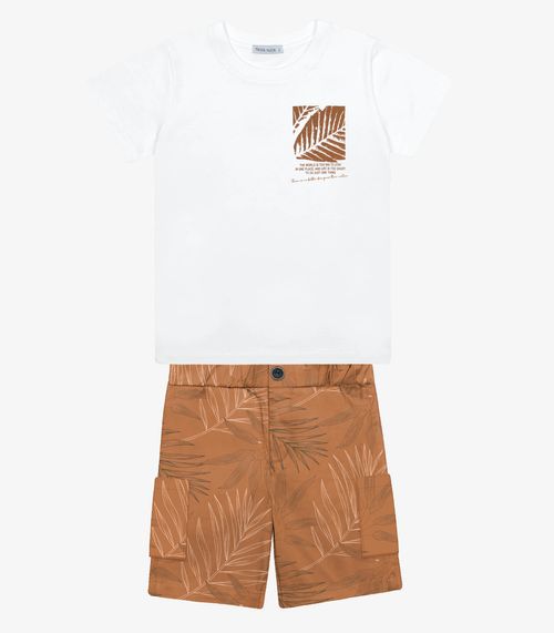 Conjunto Infantil Camiseta Com Bermuda Trick Nick Branco