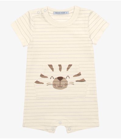 Macaquinho Infantil Cotton Listrado Trick Nick Bege