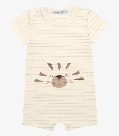 Macaquinho Infantil Cotton Listrado Trick Nick Bege