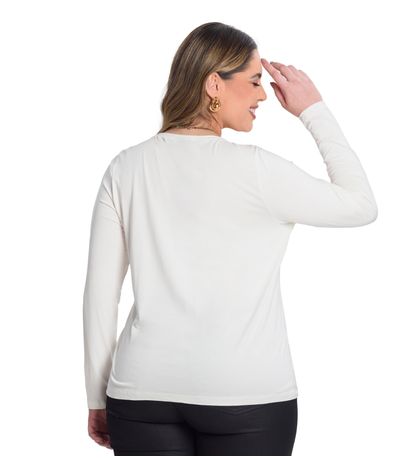 Blusa Manga Longa Viscotorcion Secret Glam Bege