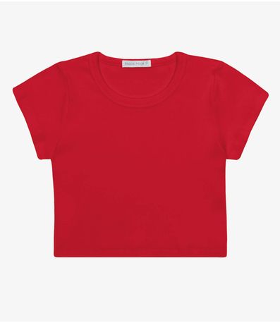 Blusa Cropped Infantil Ribana Canelada Trick Nick Vermelho