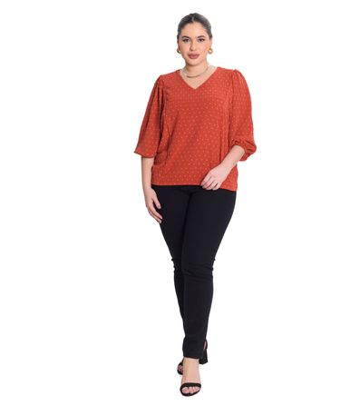 Blusa Manga 7/8 Air Flow Poa Secret Glam Marrom