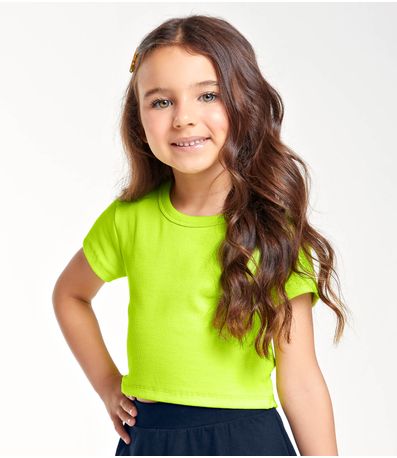 Blusa Cropped Infantil Ribana Canelada Trick Nick Verde