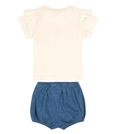 Conjunto Blusa Princess Com Shorts Trick Nick Bege