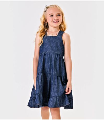 Vestido Infantil Jeans Feminino Trick Nick Azul