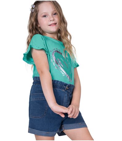 Conjunto Infantil Blusa Com Shorts Trick Nick Verde