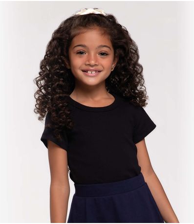 Blusa Cropped Infantil Ribana Canelada Trick Nick Preto