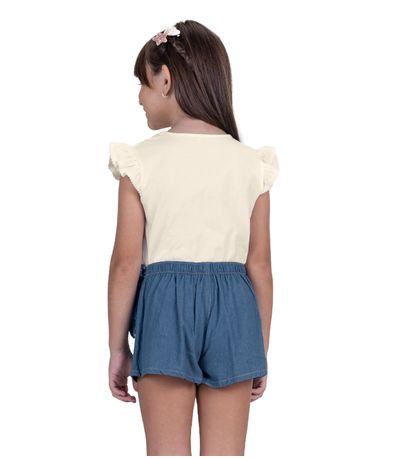 Conjunto Infantil Blusa E Shorts Saia Trick Nick Bege