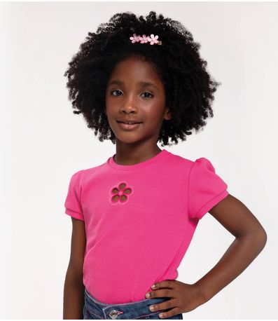 Conjunto Infantil Blusa E Shorts Jeans Trick Nick Rosa