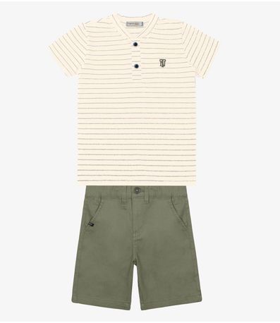 Conjunto Infantil Camiseta Com Bermuda Trick Nick Bege